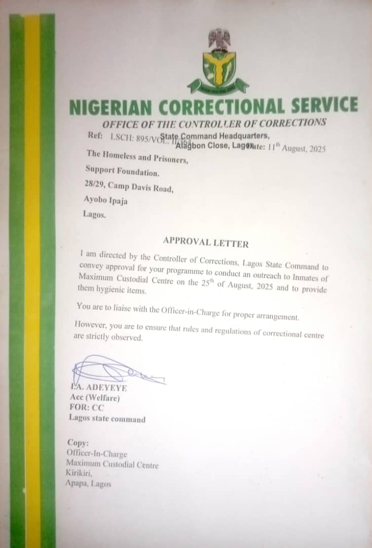 Lagos State Command Approval - Official approval letter